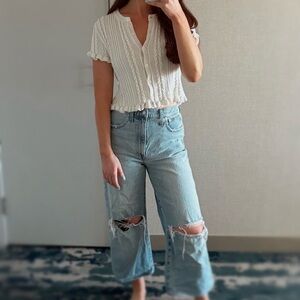Madewell Super Wide Leg Distressed Jeans